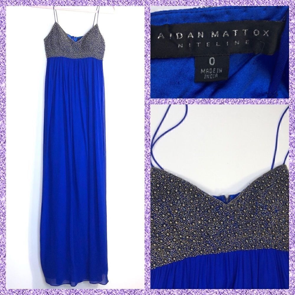 Aidan Mattox Niteline Blue Evening Gown – Beaded Bodice, Size 0